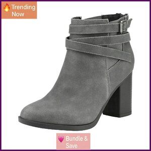 Women's Chunky Heel Ankle Boots Size 12 Faux Suede Fall Booties